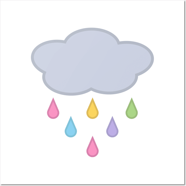 Raining Rainbow Raindrop Rain Cloud Wall Art by Kelly Gigi